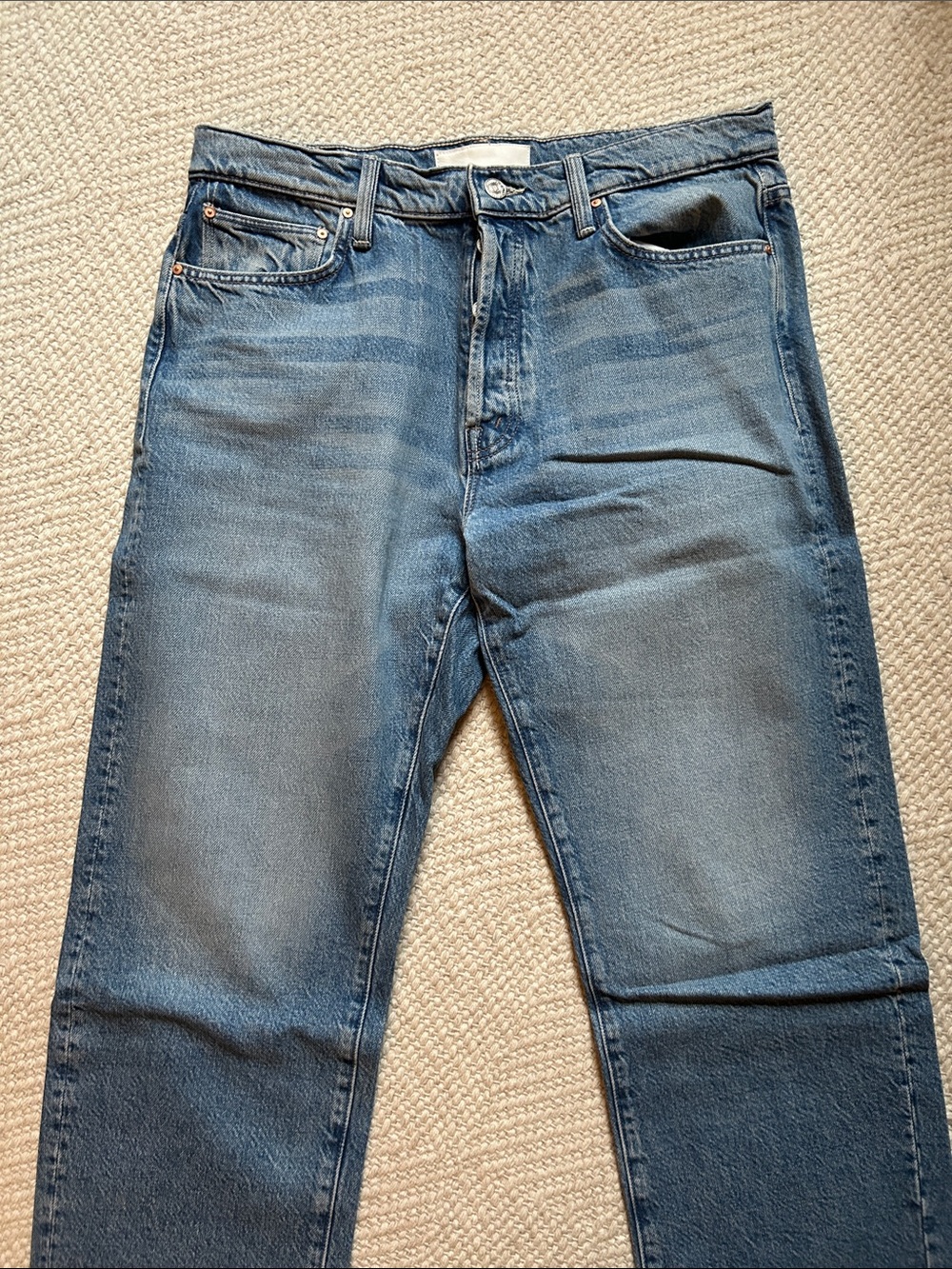 Mother Superior Women's Straight Leg Jeans in Medium Blue